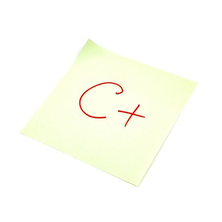 Paper sticker. Stylized image of the letter c. Isolated sticker with shadow on a white background. Sticky note. A piece of paper for notes. Self-adhesive piece of paper.の写真素材
