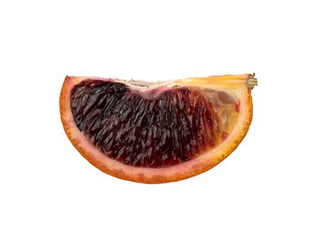 The blood orange is a variety of orange with crimson, almost blood-colored flesh. Isolated object ripe orange. Detailed photo. Proper nutrition. Healthy food. Vegetarian food. Ripe fresh fruit.の写真素材