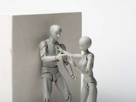 relationship conflict. Disagreements between a man and a woman. Family Quarrel. Lack of understanding in communication.の写真素材