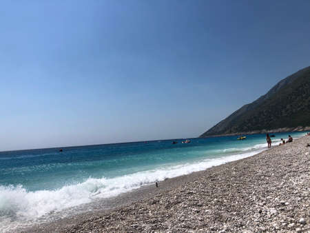 Blue sky and turquoise sea. Sunny summer day.の写真素材