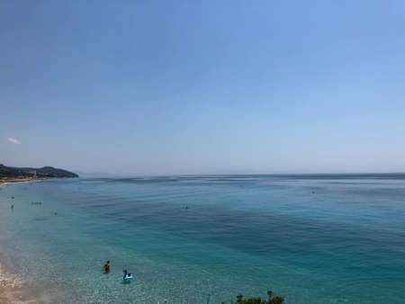 Blue sky and turquoise sea. Sunny summer day.の写真素材