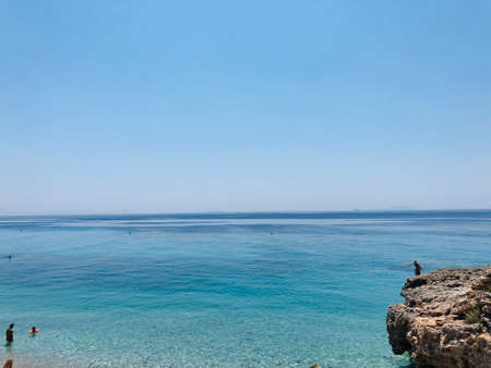 Blue sky and turquoise sea. Sunny summer day.の写真素材