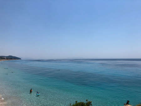 Blue sky and turquoise sea. Sunny summer day.の写真素材