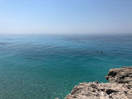 Blue sky and turquoise sea. Sunny summer day.の写真素材