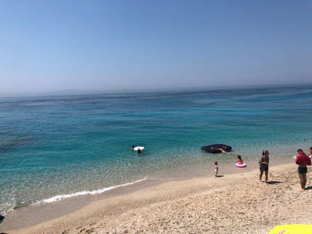 Blue sky and turquoise sea. Sunny summer day.の写真素材