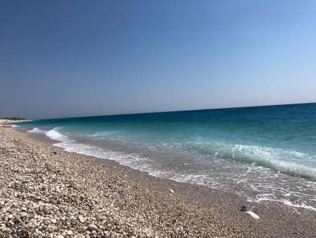 Blue sky and turquoise sea. Sunny summer day.の写真素材