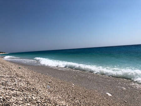 Blue sky and turquoise sea. Sunny summer day.の写真素材