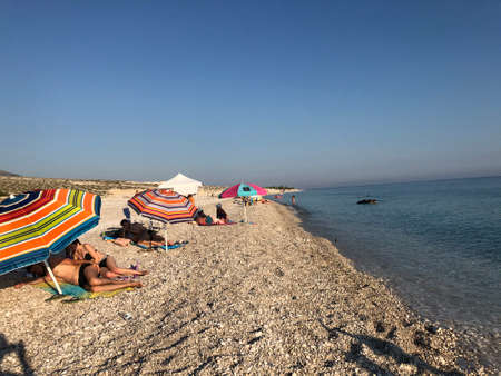 Blue sky and turquoise sea. Sunny summer day.の写真素材