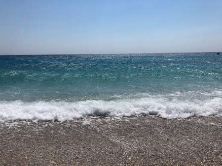 Blue sky and turquoise sea. Sunny summer day.の写真素材