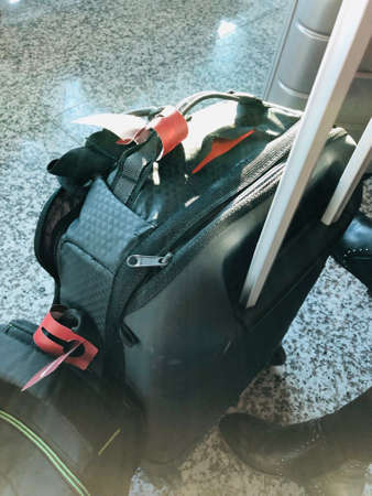 Baggage claim at the airport,concept travel , passenger plane on skyの写真素材
