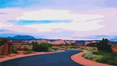scenic desert sand roadのイラスト素材