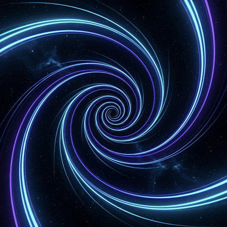 Abstract blue spiral on a black background. Fantasy fractal texture. Digital art. 3D rendering.の素材