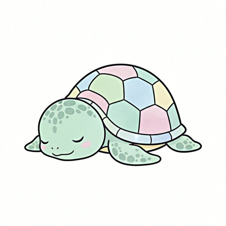 Cute little turtle isolated on white background. Watercolor illustration.の素材
