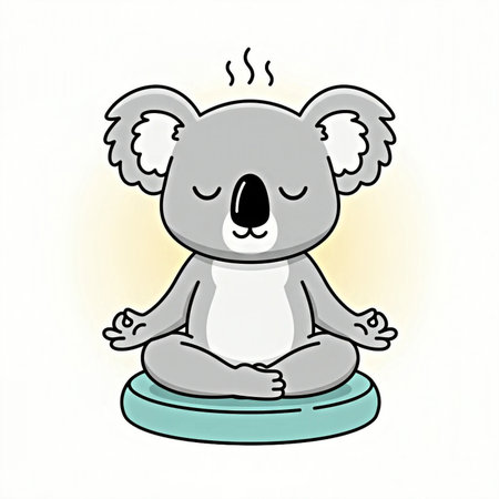 Cute koala meditating in yoga pose. Vector illustration.の素材