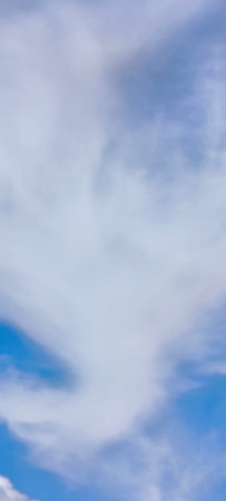 blue sky background with white clouds, soft focus, and copy space