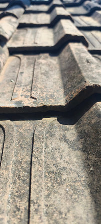 Old roof tiles texture. Close up of old roof tiles texture.の写真素材