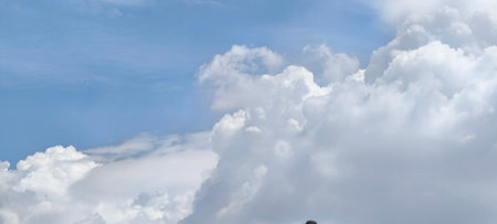 Blue sky with white clouds. Panoramic image of blue sky with white clouds.