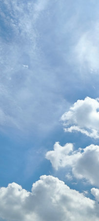 blue sky with cloud closeup, beautiful nature background and copy spaceの写真素材