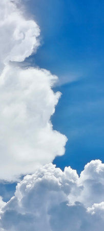 blue sky background with tiny cloudsの写真素材