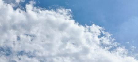 blue sky with cloud closeup, panoramic view. Nature backgroundの写真素材