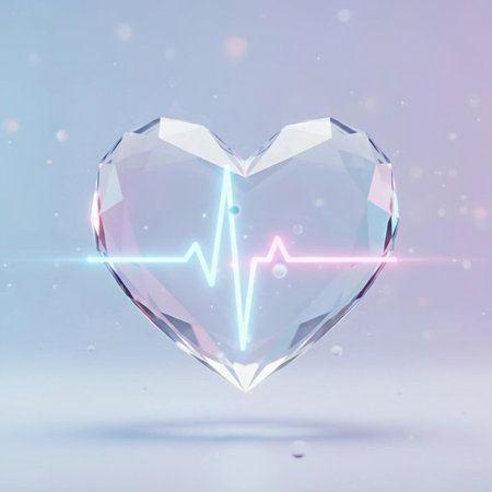 heart with cardiogram on white background, 3d render illustrationの素材