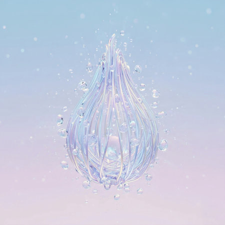 Water drop with ripples on gradient background. 3D illustration.の素材