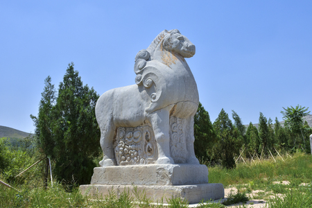 Stone carvings damaged by tombs in Weinan, Shaanxi, Chinaのeditorial素材