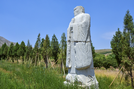 Stone carvings damaged by tombs in Weinan, Shaanxi, Chinaのeditorial素材