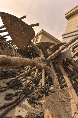 Old iron anchor that has rusted.の写真素材