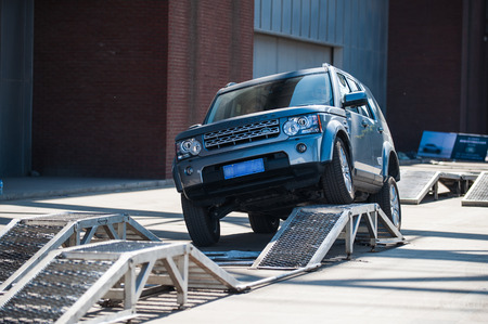 The Land Rover SUV appeared in the Tangshan motor show as early as June 2, 2012. It was taken in Tangshan City, Hebei, China.のeditorial素材
