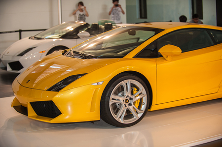The LAMBORGHINI sports car was first shown in the Tangshan motor show in June 2, 2012. It was taken in Tangshan City, Hebei, China.のeditorial素材
