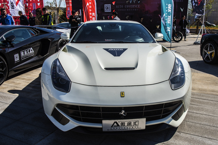 The Ferrari sports car was held at the Tangshan motor show in October 10, 2018. It was taken in Tangshan City, Hebei, China.のeditorial素材