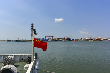 Vessels under maintenance, April 29 and September 1, 2018, at a shipyard on the Bohai coast of Luannan County, Hebei Province, Chinaのeditorial素材