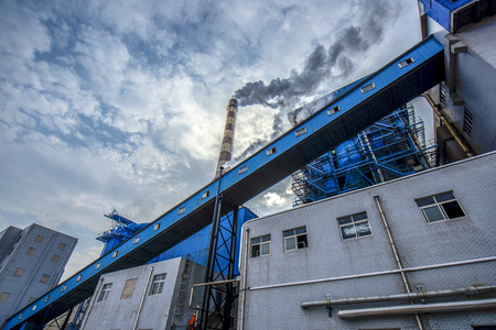 Perspective view of chimney of thermal power plant.のeditorial素材