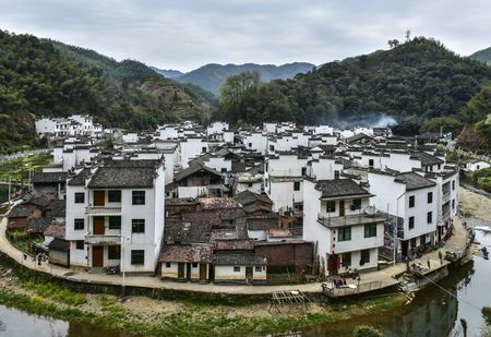 A round village, Jiangxi, Chinaの写真素材