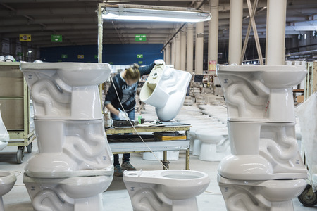 Ceramic Factory is producing ceramic sanitary ware - Luannan County, Tangshan City, Hebei Province, China, October 20, 2016のeditorial素材