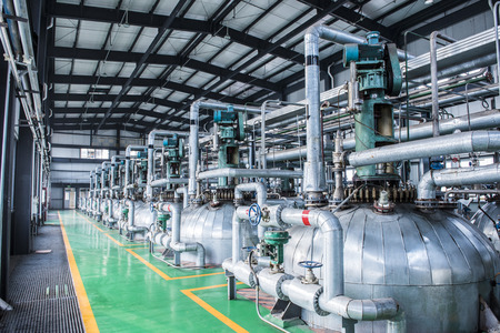 Refinery monitoring room and external plant, workshop. October 19, 2016, in Luannan County, Tangshan City, Hebei Province, Chinaのeditorial素材