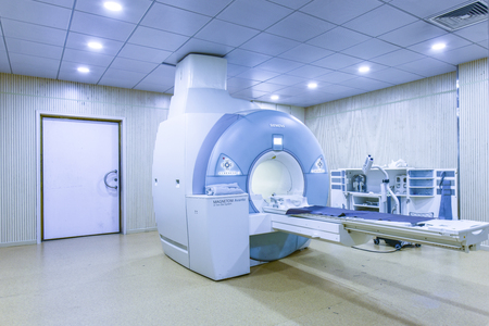 CT (Computed tomography) scanner in hospital laboratory. Health care, medical technology, hi-tech equipment and diagnosis concept with copy space.のeditorial素材