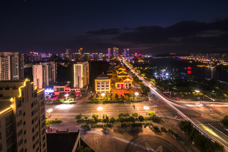 Waterfront City Nightscape Skylineのeditorial素材