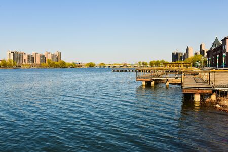 Skyline and Four Seasons Landscape of Waterfront City