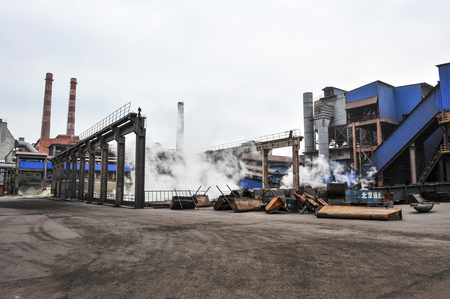 Luannan County, Hebei Province, China - September 4, 2014. Workshop and external environment of a steelmaking plant.のeditorial素材