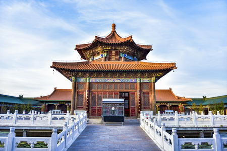 Tangshan City, Hebei Province, China - November 7, 2018. Close-up of Chinese ancient buildings,...