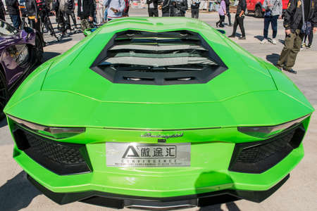 Tangshan, hebei province, China -- on October 10, 2018, the Beijing aotuhui company exhibited a variety of famous cars and motorcycles at an auto show in tangshan, hebei province.のeditorial素材