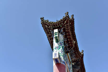 Ancient Chinese temple buildings in Dagushan, Donggang City, Liaoning Province, China