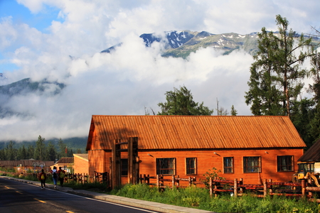 Exterior view of a building in kanas villageのeditorial素材