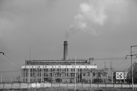 chimney with factoryのeditorial素材