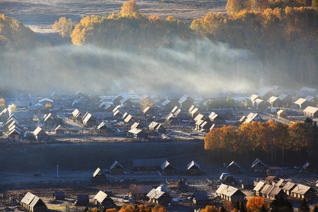 Hemu village morning sceneryの写真素材