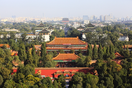 Aerial landscape view of Beijing cityのeditorial素材