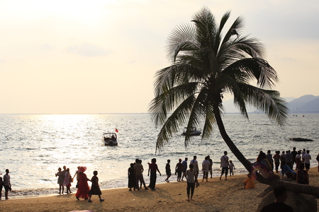 Nature landscape scenery view of Sanya Island during sunsetのeditorial素材