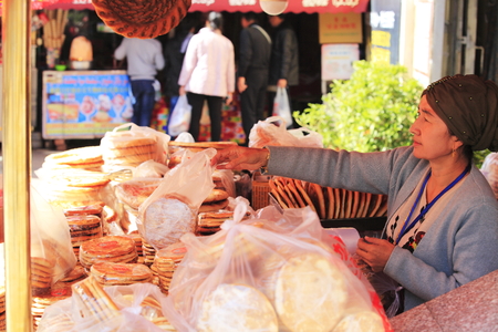 Bazaar food stallsのeditorial素材